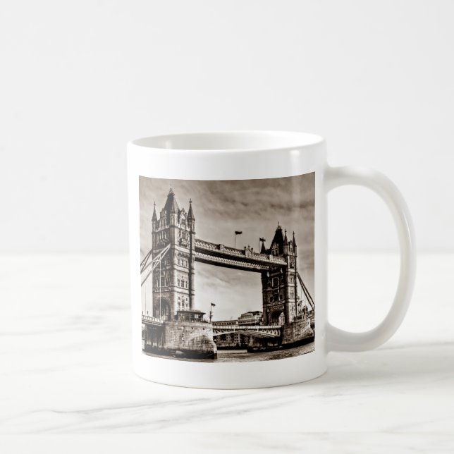 Vintage Sepia London Tower Bridge Coffee Mug (Right)