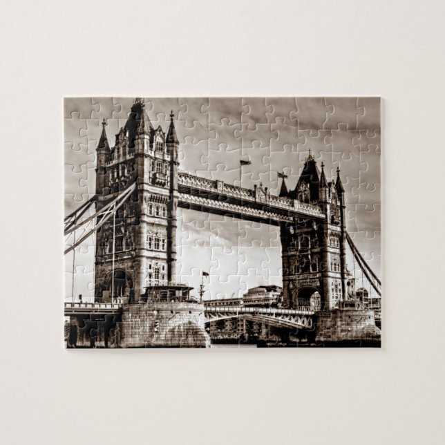 Vintage Sepia London Tower Bridge Jigsaw Puzzle (Horizontal)