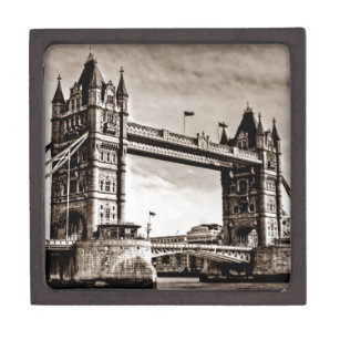 Vintage Sepia London Tower Bridge Keepsake Box