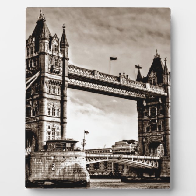 Vintage Sepia London Tower Bridge Plaque (Front)
