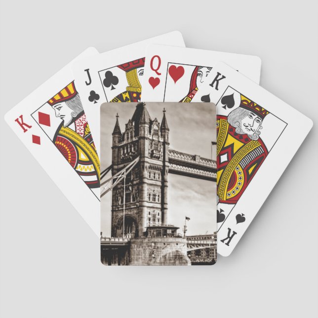 Vintage Sepia London Tower Bridge Playing Cards (Back)