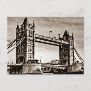 Vintage Sepia London Tower Bridge Postcard