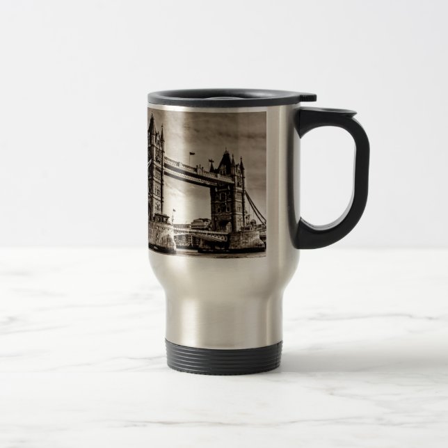 Vintage Sepia London Tower Bridge Travel Mug (Right)