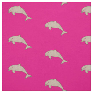 Vintage sepia on pink dolphins fabric