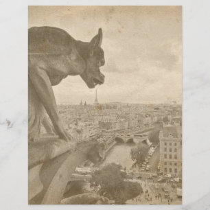 Vintage Sepia Paris Gargoyle Scrapbook Paper
