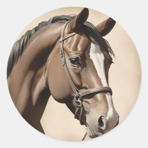 Vintage Sepia Portrait of a Horse Classic Round Sticker