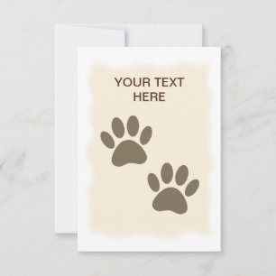 Vintage Sepia Puppy Paw Prints Card