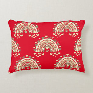 Vintage Sepia Rainbow Dog Paw And Hearts Decorative Cushion