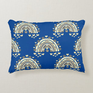 Vintage Sepia Rainbow Dog Paw And Hearts Decorative Cushion