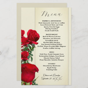 Vintage Sepia Red Roses Menu Template