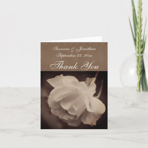 Vintage Sepia Rose Personalized Floral Wedding  Thank You Card