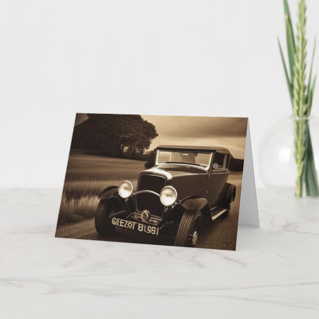 Vintage Sepia Scene 1930s car  Thank You Card (Front)
