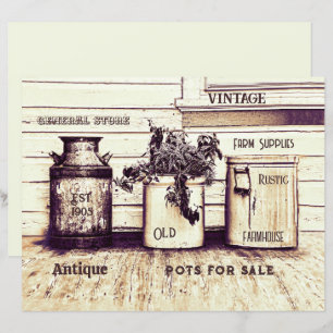 Vintage Sepia Tone Rustic Ephemera Jugs