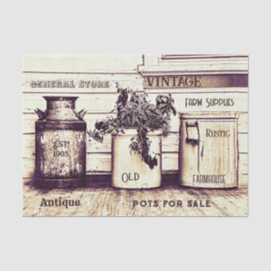 Vintage Sepia Tone Rustic Ephemera Jugs Tissue Paper