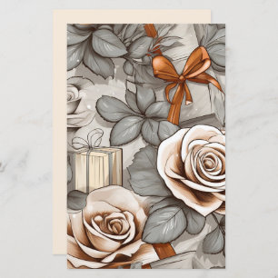 Vintage  Sepia Toned Rose decoupage scrapbook 