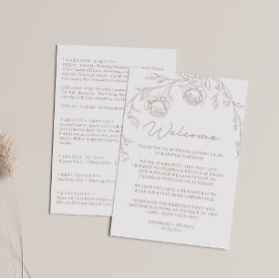 Vintage Sepia Wedding Itinerary & Welcome Letter Card