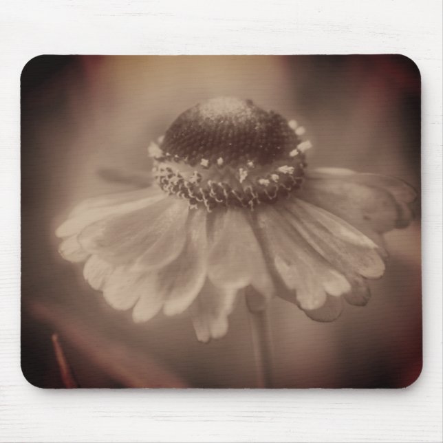 Vintage Sepia Zinnia Flower Mouse Mat (Front)