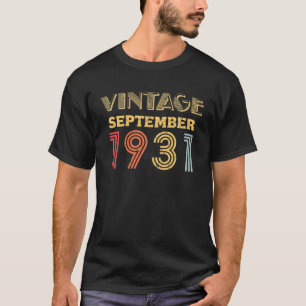 Vintage September 1931 Retro 90 Years Old 90Th Bir T-Shirt