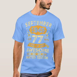 Vintage September 1945 77 Years Old Boy 77th Birth T-Shirt