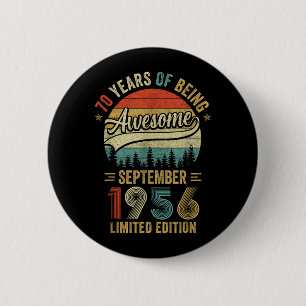 Vintage September 1956 70 Years Old 70th Birthday 6 Cm Round Badge