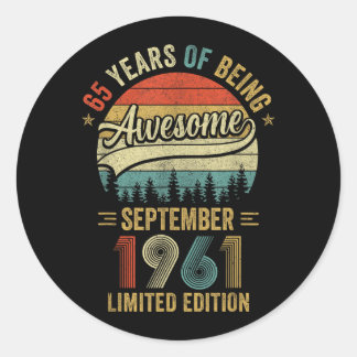 Vintage September 1961 65 Years Old 65th Birthday Classic Round Sticker