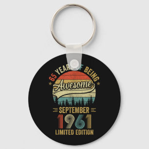 Vintage September 1961 65 Years Old 65th Birthday Key Ring