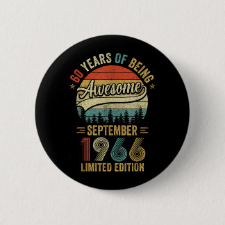Vintage September 1966 60 Years Old 60th Birthday 6 Cm Round Badge