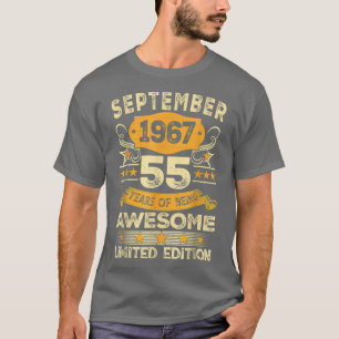 Vintage September 1967 55 Years Old Boy 55th Birth T-Shirt