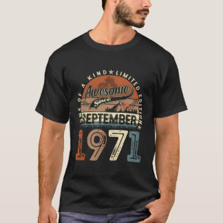 Vintage September 1971 52 Years Old 52Nd Birthday T-Shirt
