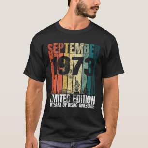 Vintage September 1973 Bday Graphic 48 Years 48Th T-Shirt