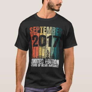 Vintage September 2017 Bday Graphic 4 Years Old 4T T-Shirt