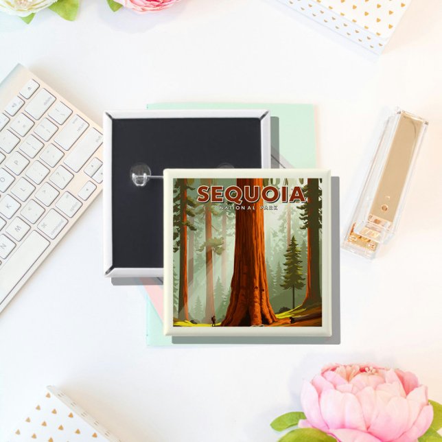 Vintage Sequoia National Park 15 Cm Square Badge (Creator Uploaded)