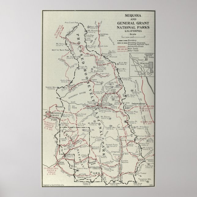 Vintage Sequoia National Park Map (1919) Poster (Front)