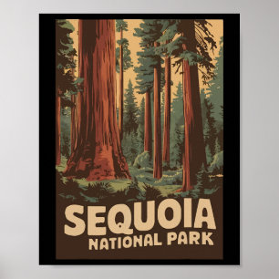 Vintage Sequoia National Park Men Women Kids Campi Poster