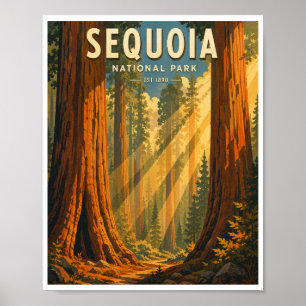 Vintage Sequoia National Park Travel Poster