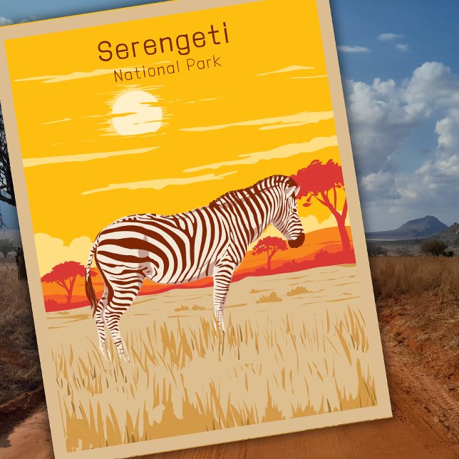 Vintage Serengeti Safari Africa Zebra Travel Art Postcard (Creator Uploaded)