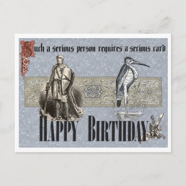 vintage SERIOUS! BIRTHDAY GREETING POSTCARD (Front)