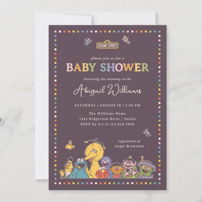Vintage Sesame Street Character Baby Shower Invitation (Front)