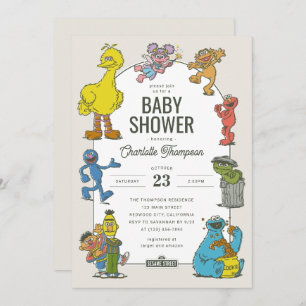 Vintage Sesame Street Characters Baby Shower Invitation