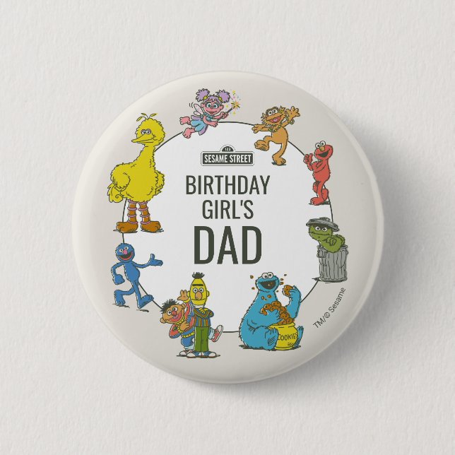 Vintage Sesame Street Characters Birthday 6 Cm Round Badge (Front)