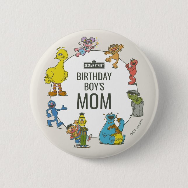 Vintage Sesame Street Characters Birthday 6 Cm Round Badge (Front)