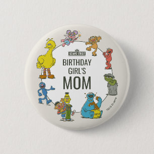 Vintage Sesame Street Characters Birthday Button
