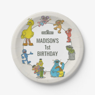Vintage Sesame Street Characters Birthday Paper Pl Paper Plate