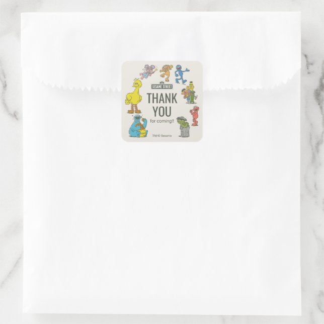Vintage Sesame Street Characters Birthday Square S Sticker (Bag)