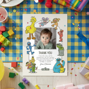 Vintage Sesame Street Characters Birthday Thank You Card