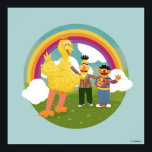 Vintage Sesame Street Friends Rainbow Poster<br><div class="desc">Vintage inspired illustration of Big Bird,  Bert and Ernie in retro colours complete with rainbow against a blue sky</div>