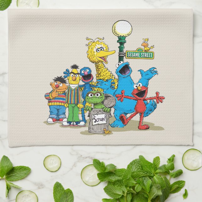 Vintage Sesame Street Pals Tea Towel (Folded)