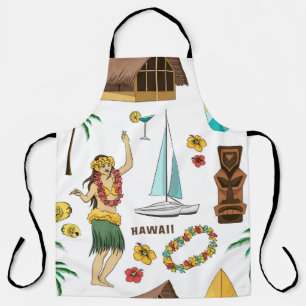 Vintage set pattern of Hawaiian icons and symbols Apron