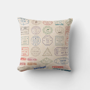 Vintage set vintage postage stamps from countries cushion
