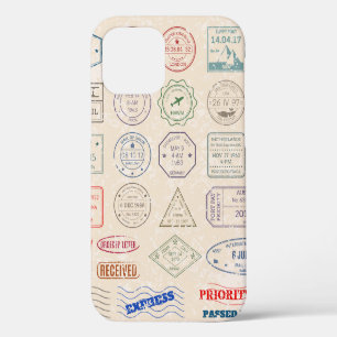 Vintage set vintage postage stamps from countries iPhone 12 case